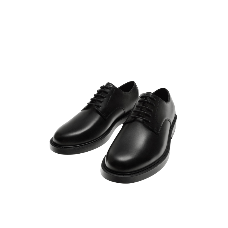 Black leather oxford shoes for men classic