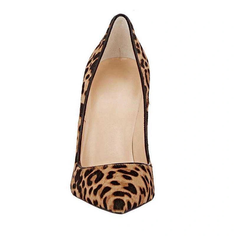Wholesale Women Leopard Print Pointed Toe Patent Leather High Heels