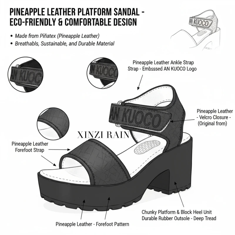 Custom Pineapple Leather Platform Sandals | Vegan ODM Manufacturer