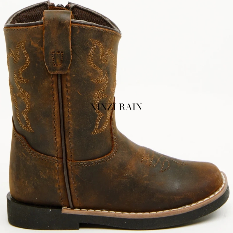 Boys’ Western Boots – Broad Square Toe OEM ODM Kids Cowboy Boots Manufacturer China