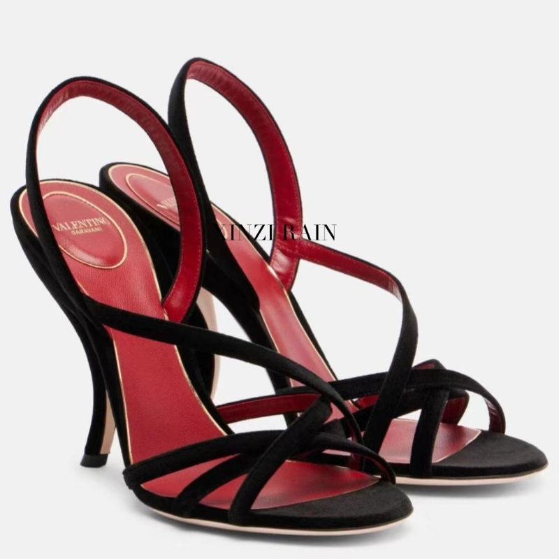 Round-Toe Sandals with Sculpted Heel | OEM High Heel Sandals Manufacturer