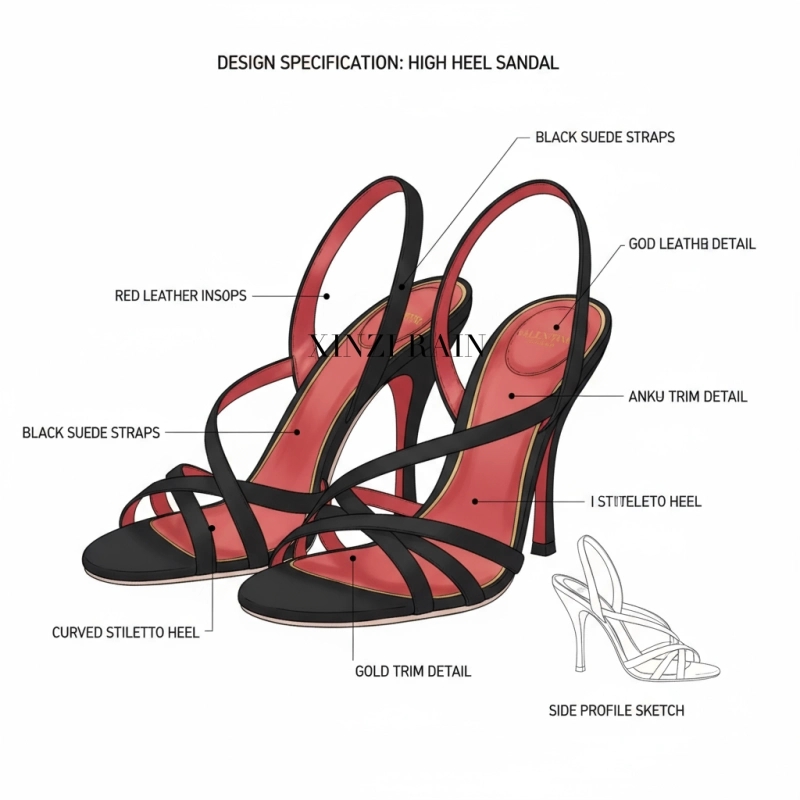 Round-Toe Sandals with Sculpted Heel | OEM High Heel Sandals Manufacturer