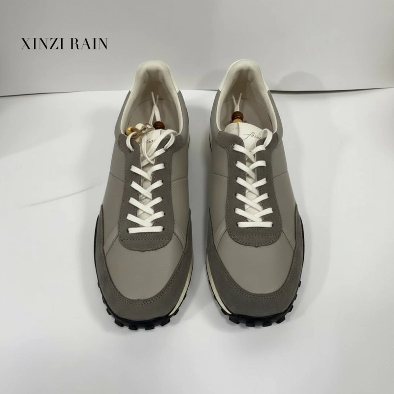 Custom Grey Leather Sport Sneaker | OEM & ODM Casual Running Shoes Manufacturer China