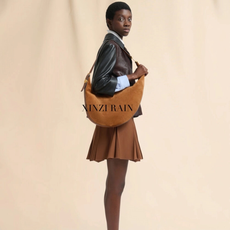 Custom Brown Suede Hobo Bag Manufacturer in China
