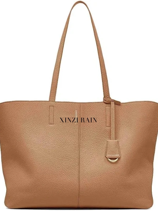 OEM Two-Tone Leather Tote Bag with Removable Pouch | Custom Handbag Manufacturer – XINZIRAIN