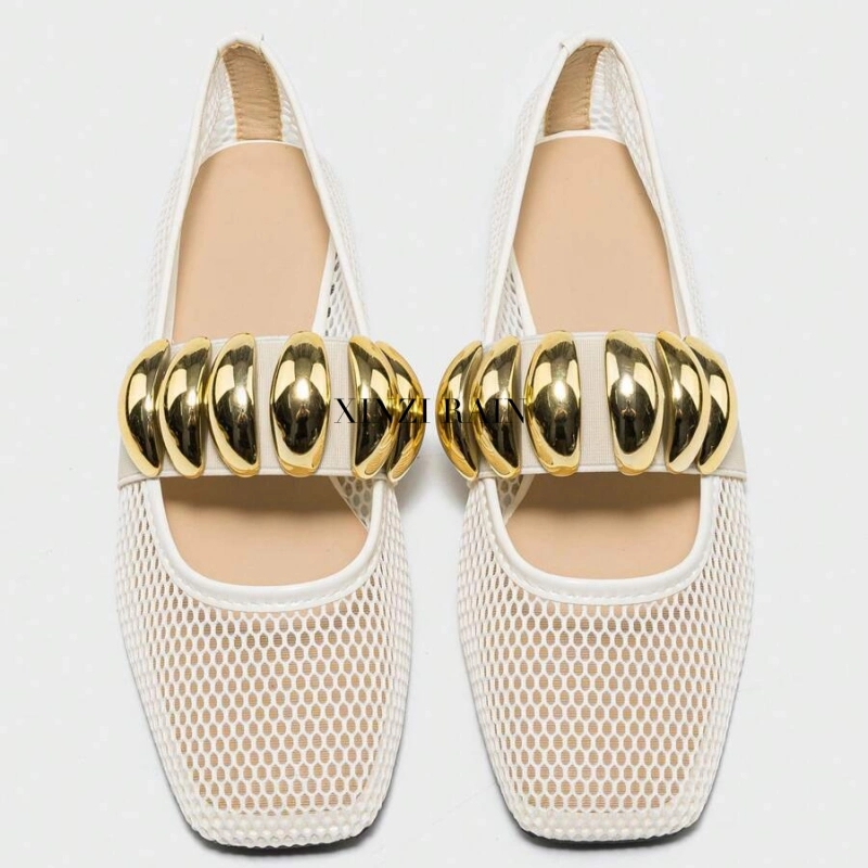 OEM Women’s Summer Breathable Fishnet Shoes | Hollow Mesh Mary Jane Flats