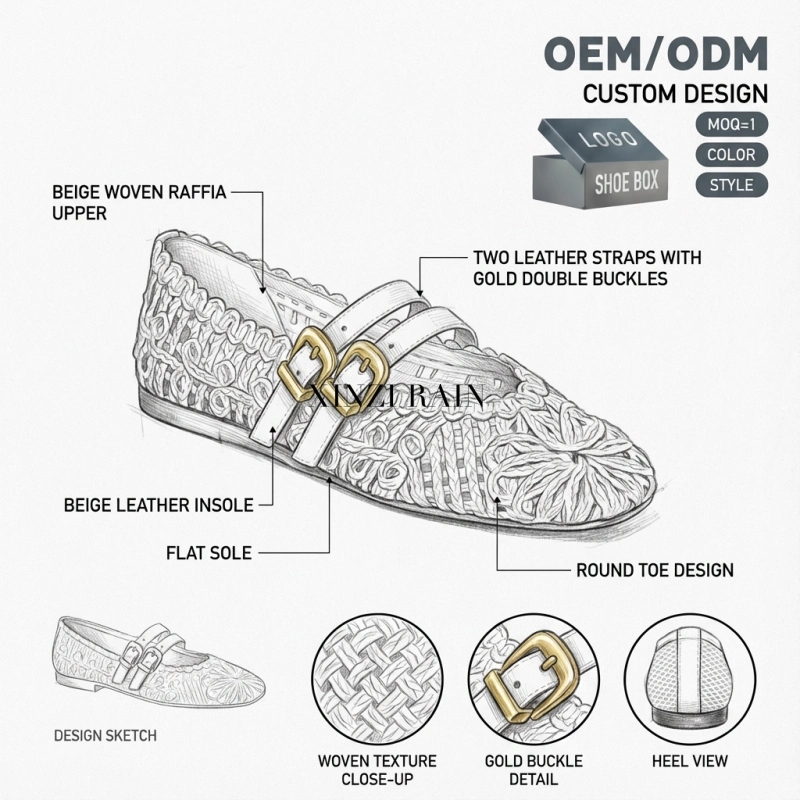 Eco-Friendly Macrame Ballet Flats | Handcrafted Wide Mary Jane Flats OEM