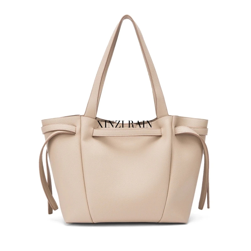 Custom Beige Leather Tote Bag | Large-Capacity Women’s Tote for Private Label Brands