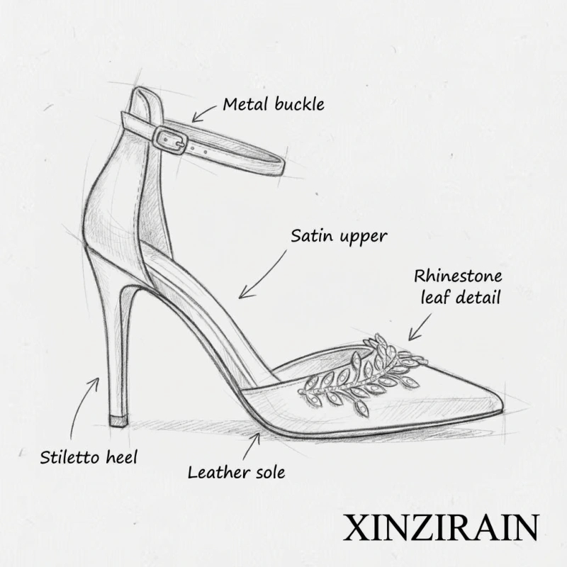 Custom Rhinestone Vine Bridal Heels | OEM/ODM Wedding High Heel Shoes
