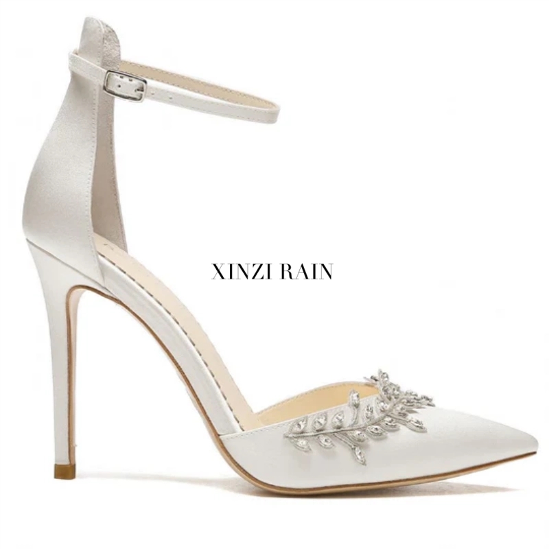Custom Rhinestone Vine Bridal Heels | OEM/ODM Wedding High Heel Shoes