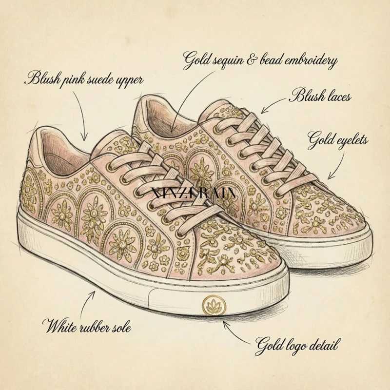 Custom Luxury Embellished Casual Sneakers | Gold Crystal Designer Women’s Shoes