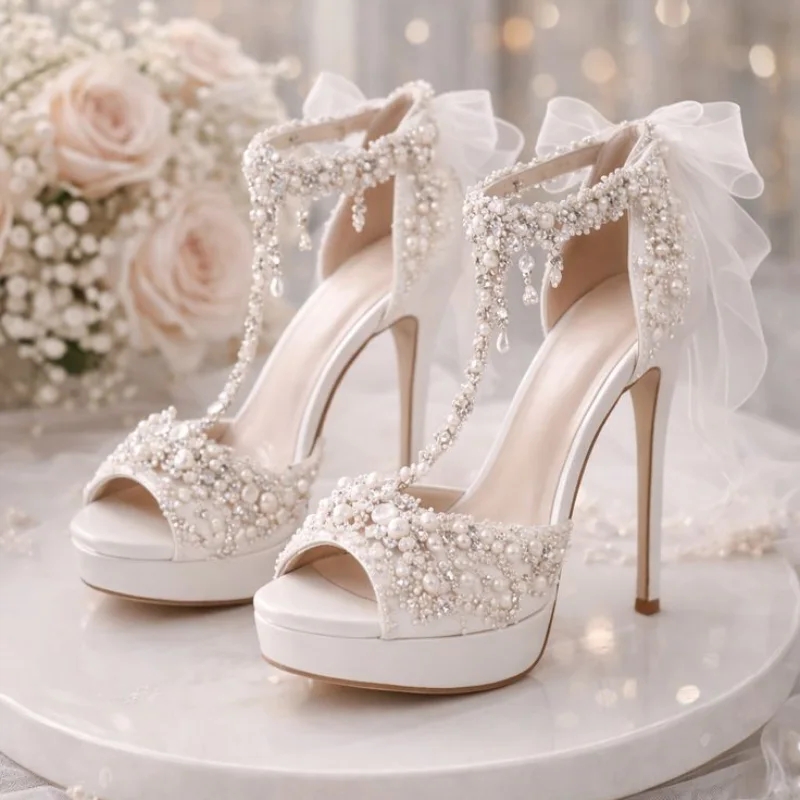 Custom Pearl Embellished Wedding Heels