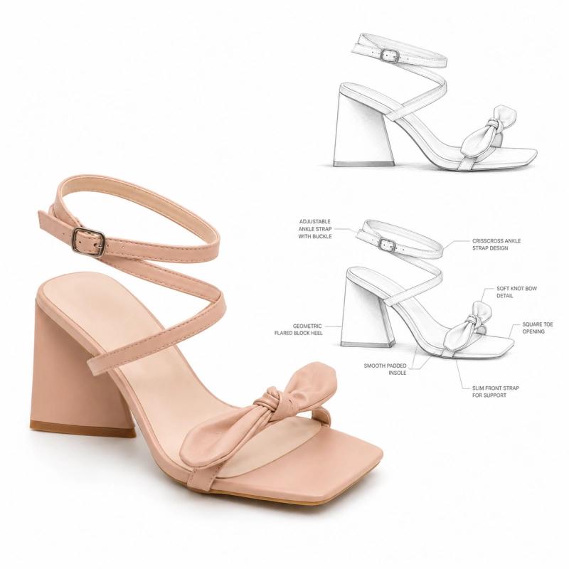 Custom Nude Block Heel Sandals