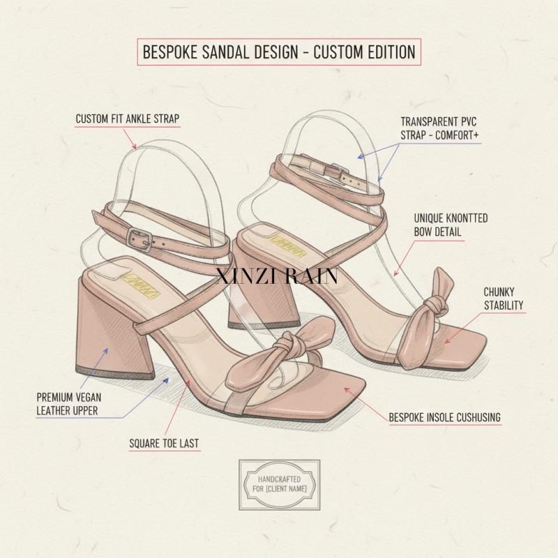 Sandales à talons carrés couleur chair en vente en gros | Escarpins Xinzirain ODM