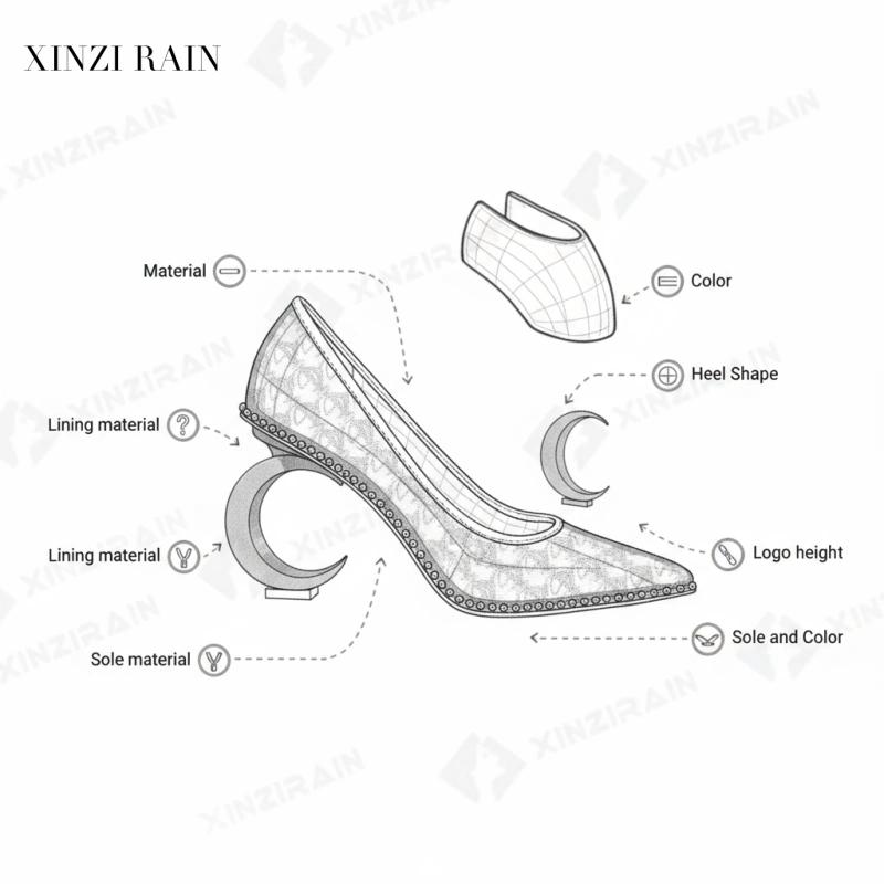 Sapatos de salto curvo personalizados | Fabricante de sapatos de salto alto de luxo ODM