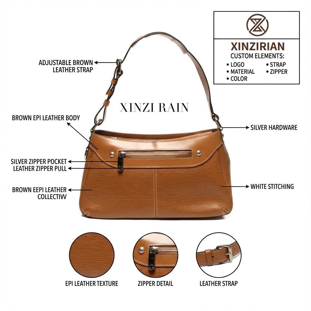 Custom Leather Shoulder Bag | Structured Textured Tote for Private Label Brands