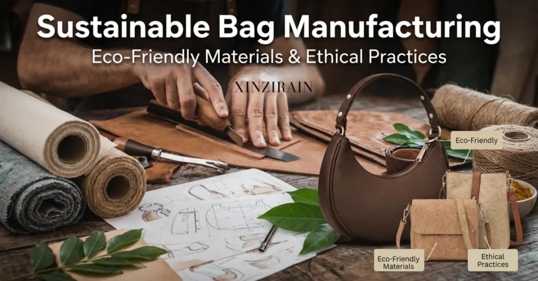 Fabricação sustentável de bolsas em 2026: materiais ecológicos, ferragens duráveis e produção responsável.