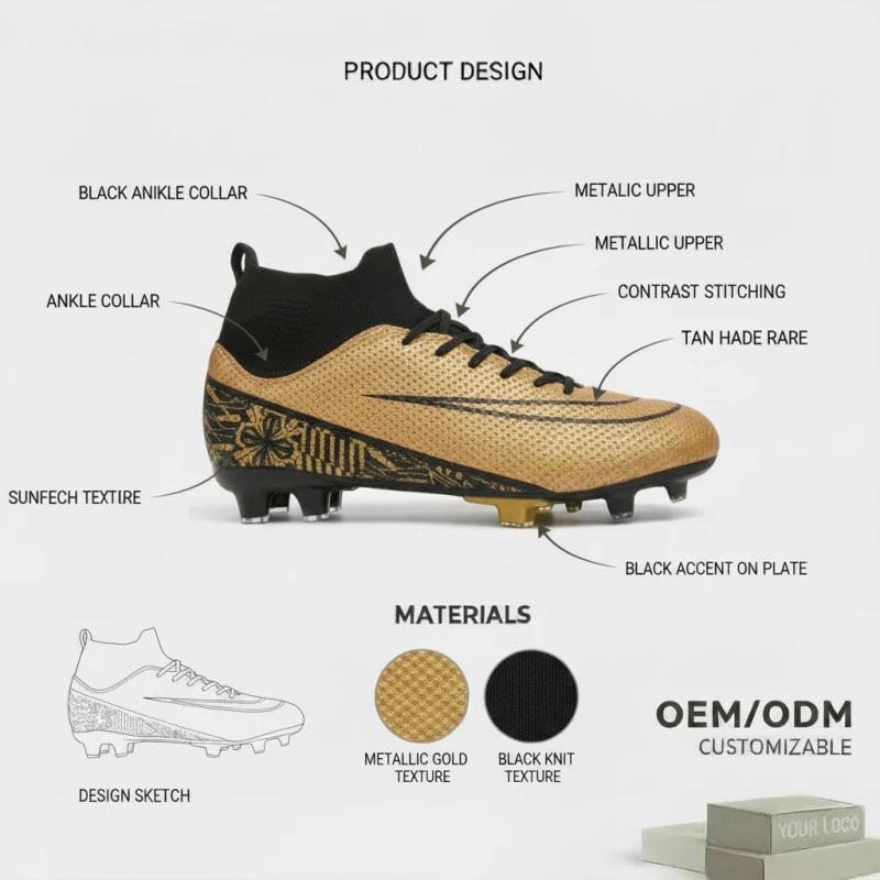 Custom Soccer Cleats Manufacturer | High-Top Knit Football Boots (FG) – XINZIRAIN