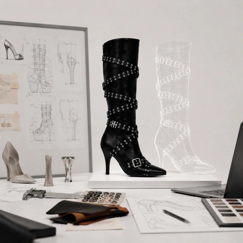 Luxury stiletto heel prototype with digital engineering controls