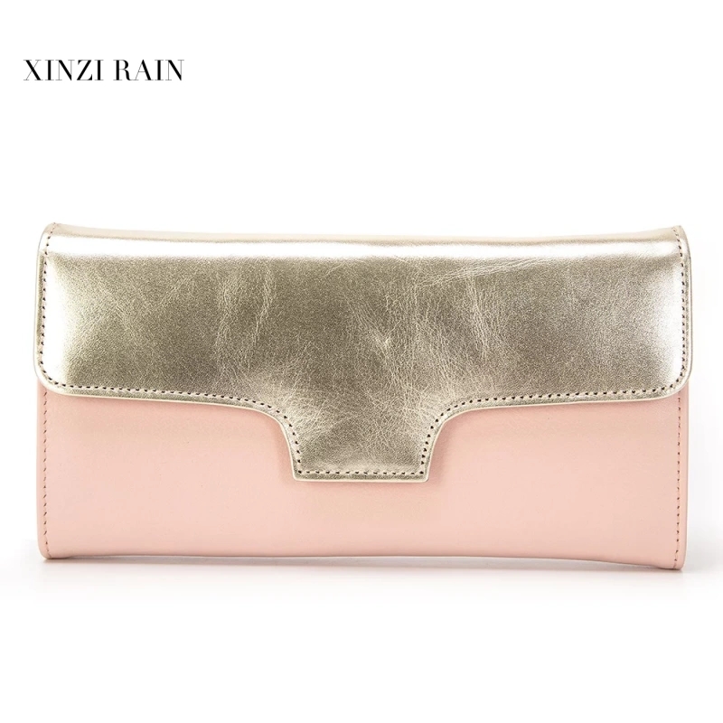 Custom Pink Metallic Leather Long Wallet | ODM Wallet Manufacturer