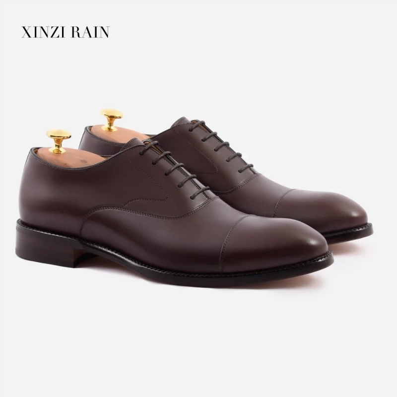 Classic Brown Cap-Toe Oxford Dress Shoes | Custom Leather Dress Shoes Manufacturer