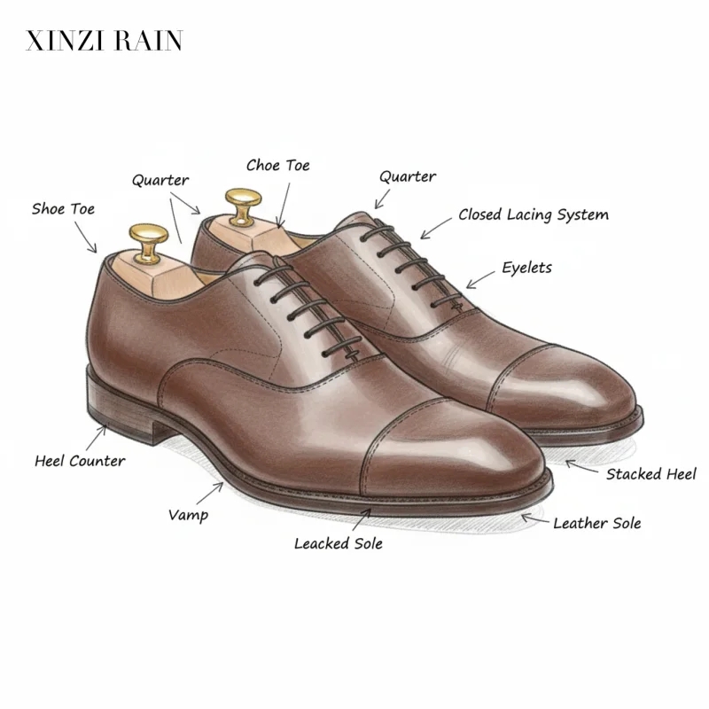 Classic Brown Cap-Toe Oxford Dress Shoes | Custom Leather Dress Shoes Manufacturer