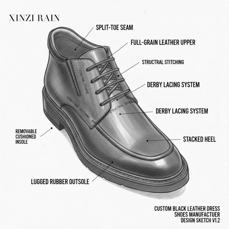 Custom Black Leather Dress Shoe Manufacturer for Private Label Brands