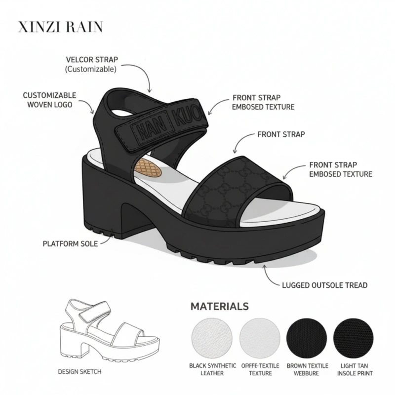 Custom Pineapple Leather Platform Sandals | Vegan ODM Manufacturer