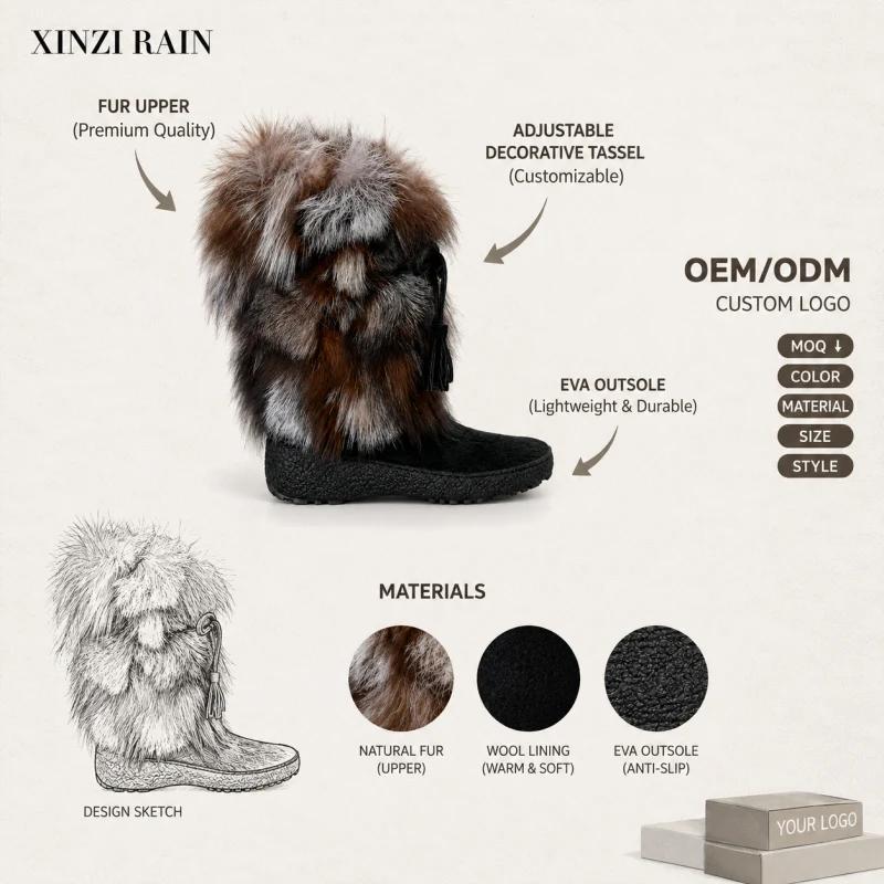 Custom Fur Winter Boots Manufacturer | OEM Wool-Lined Fur Boots Supplier