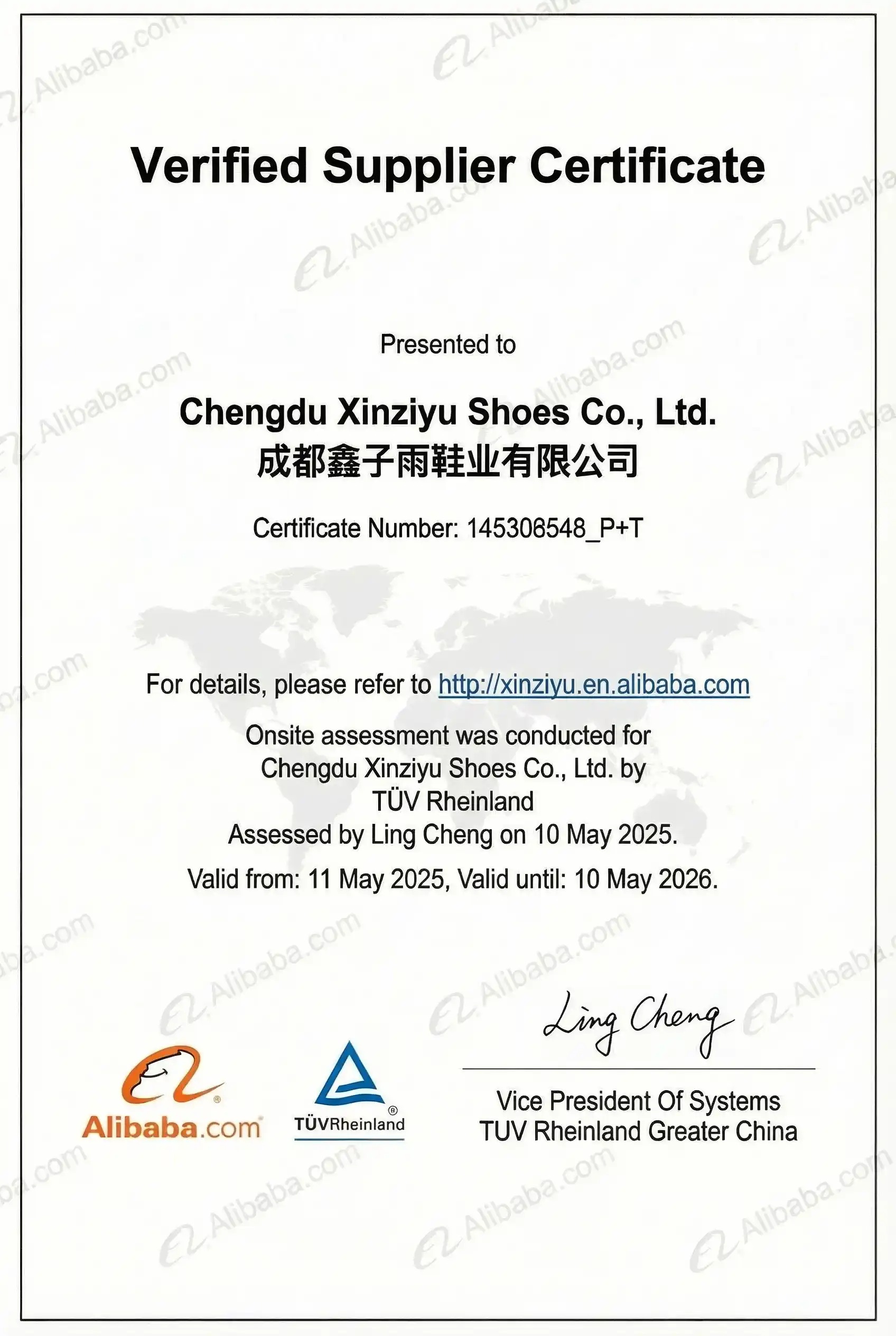 Alibaba Verified Supplier Certificate